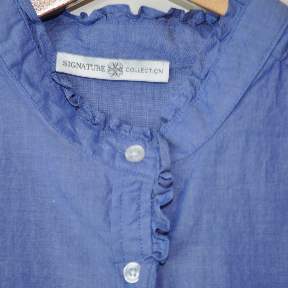 Signature Collection cotton button-down blue blouse 16 - Picture 3 of 5